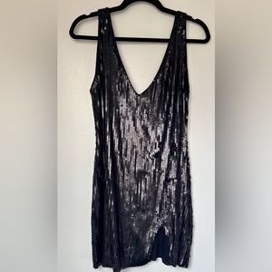 Black Free People Slit Sequined Dress SZ XS